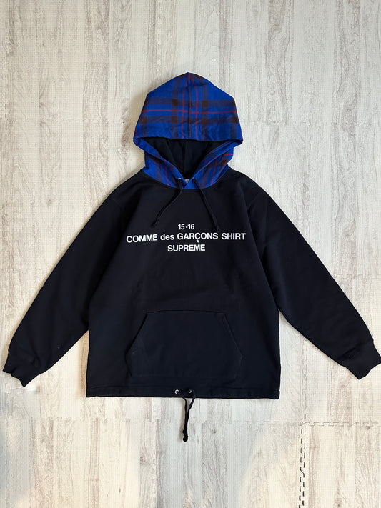 Supreme x COMME des GARCONS 15AW Logo Print Hoodie Black M