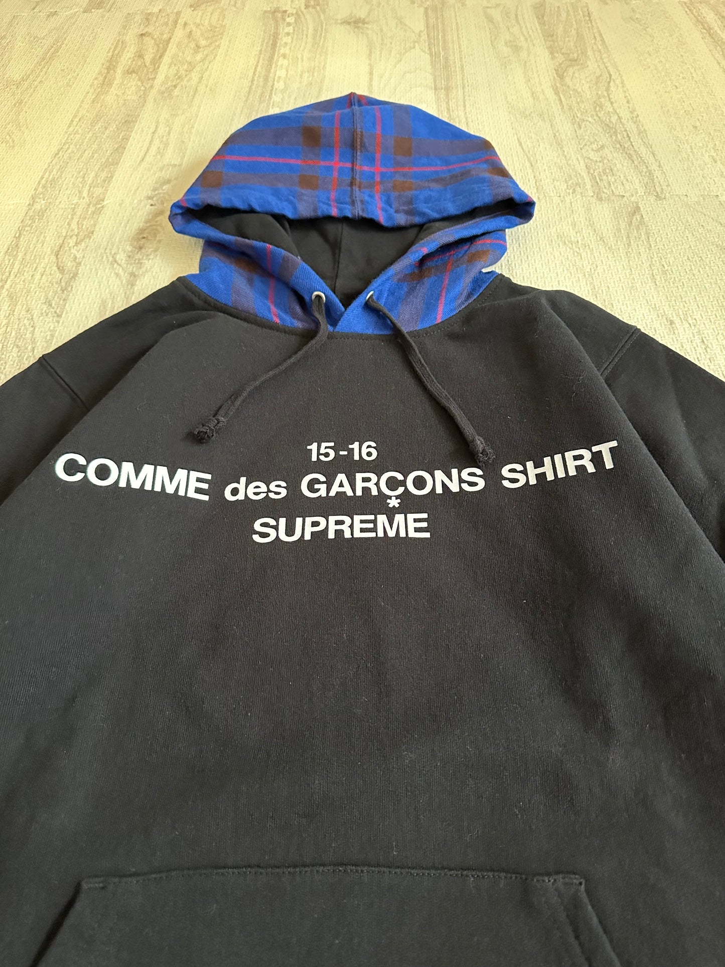 Supreme x COMME des GARCONS 15AW Logo Print Hoodie Black M