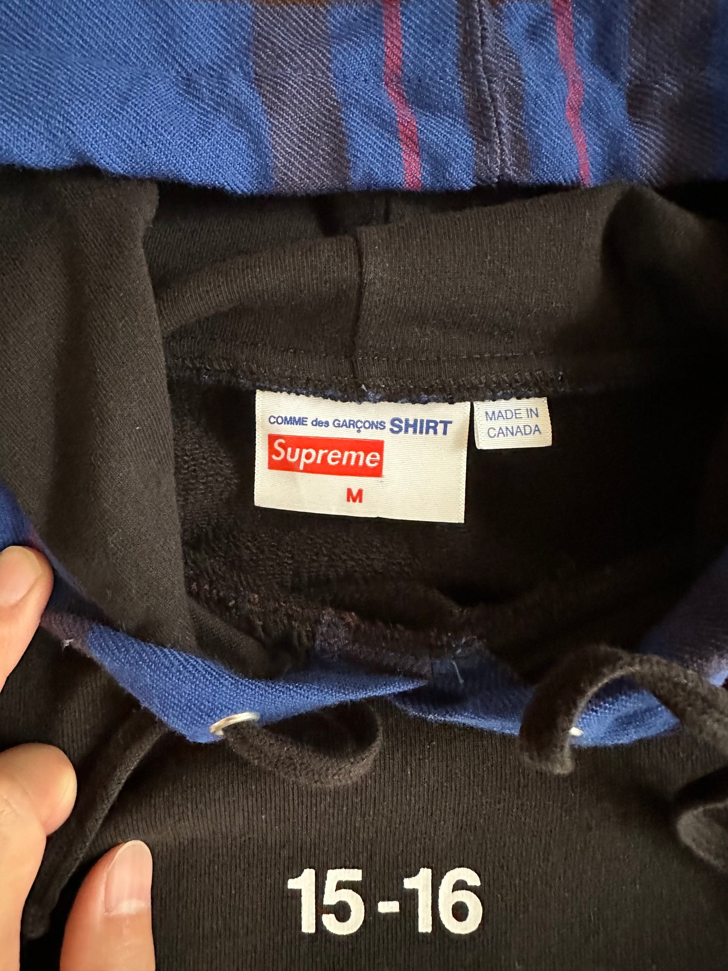 Supreme x COMME des GARCONS 15AW Logo Print Hoodie Black M
