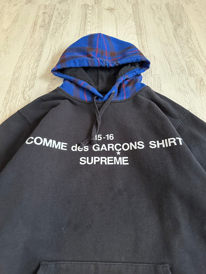 Vintage Supreme Tops - Supreme x COMME des GARCONS 15AW Logo Print Hoodie Black S - Authentic Archive