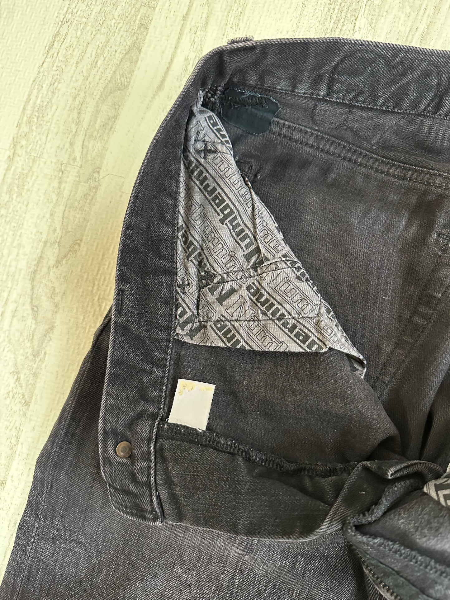 NUMBER (N)INE 05AW Crying Hearts Stretch Denim Pants Black