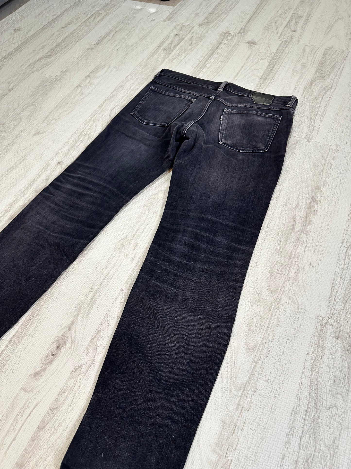 NUMBER (N)INE 05AW Crying Hearts Stretch Denim Pants Black