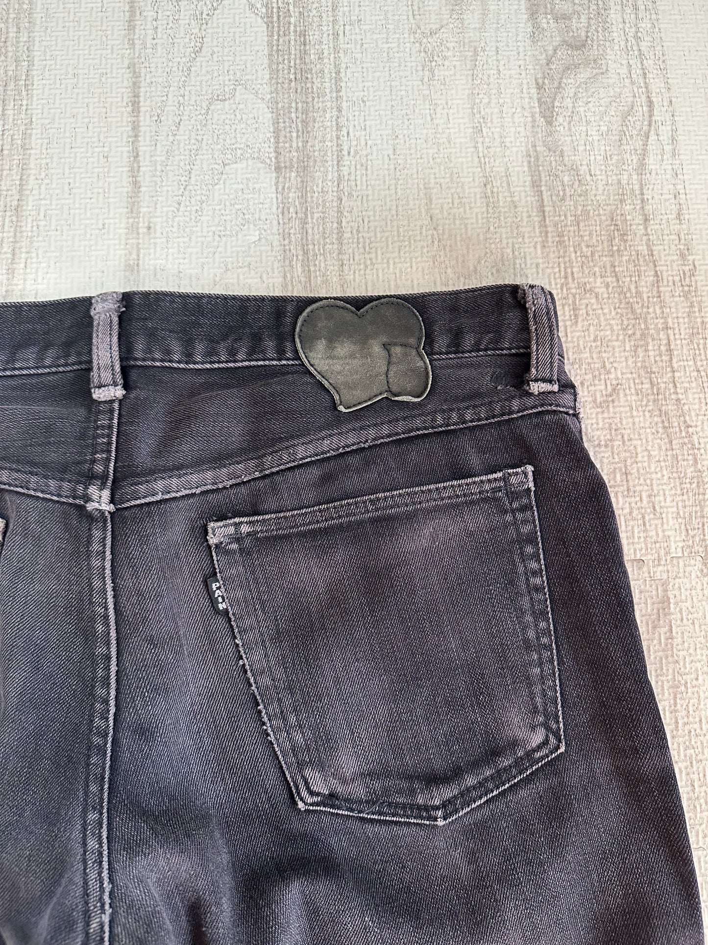 NUMBER (N)INE 05AW Crying Hearts Stretch Denim Pants Black