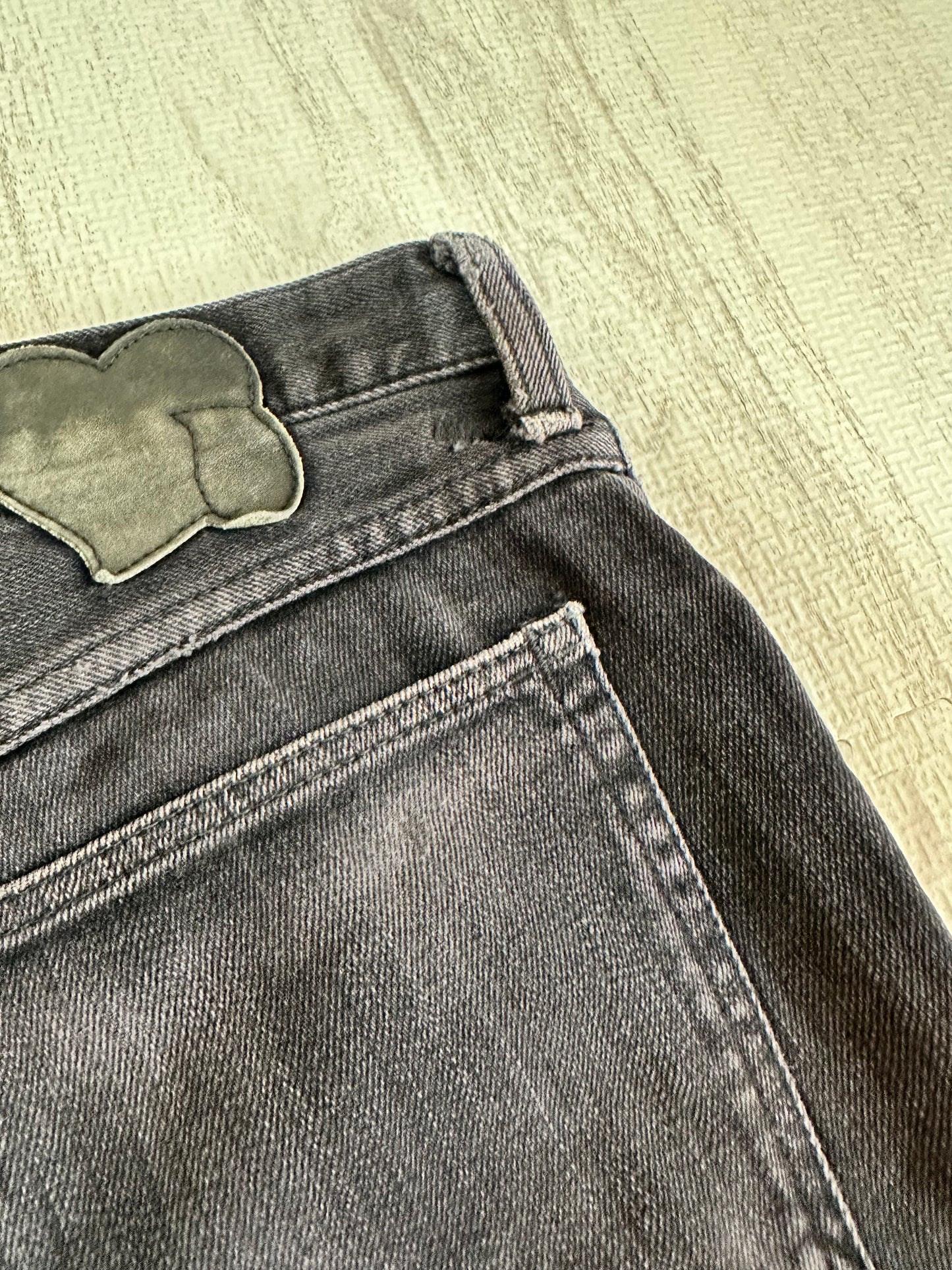 NUMBER (N)INE 05AW Crying Hearts Stretch Denim Pants Black