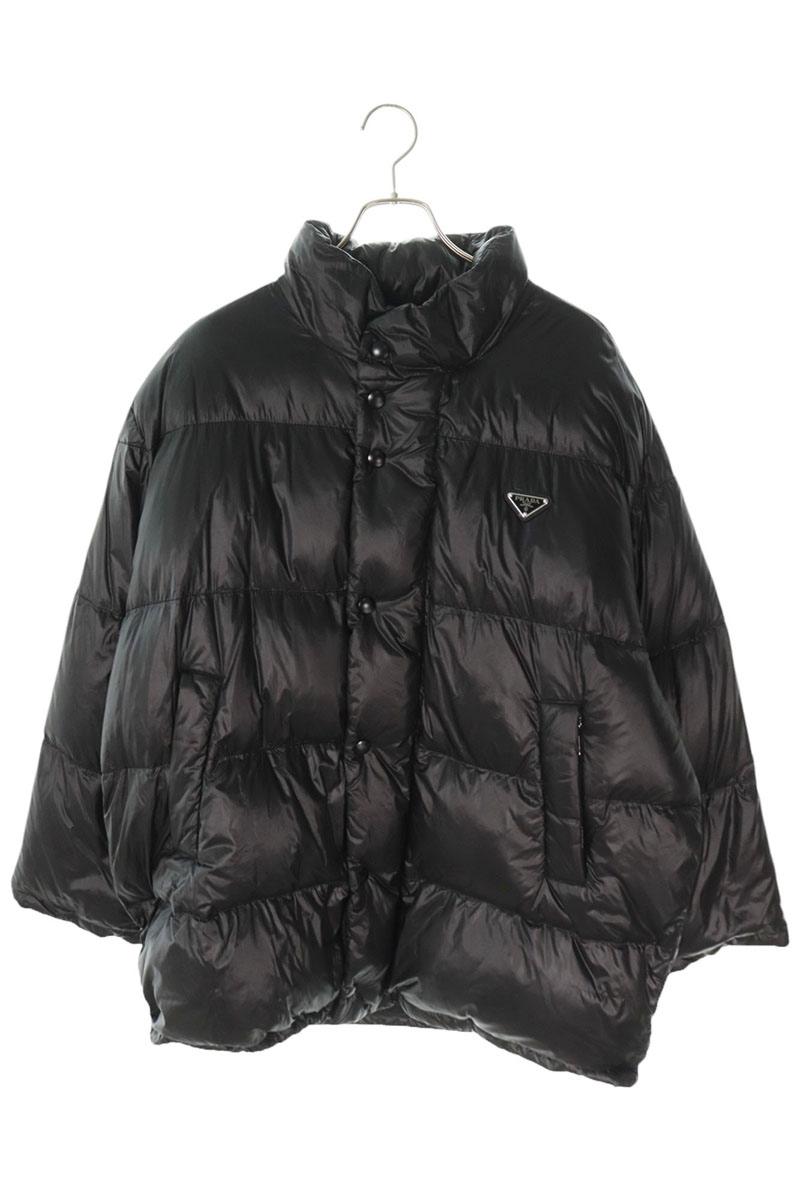 PRADA Triangle Logo Plate Down Jacket Black Size M