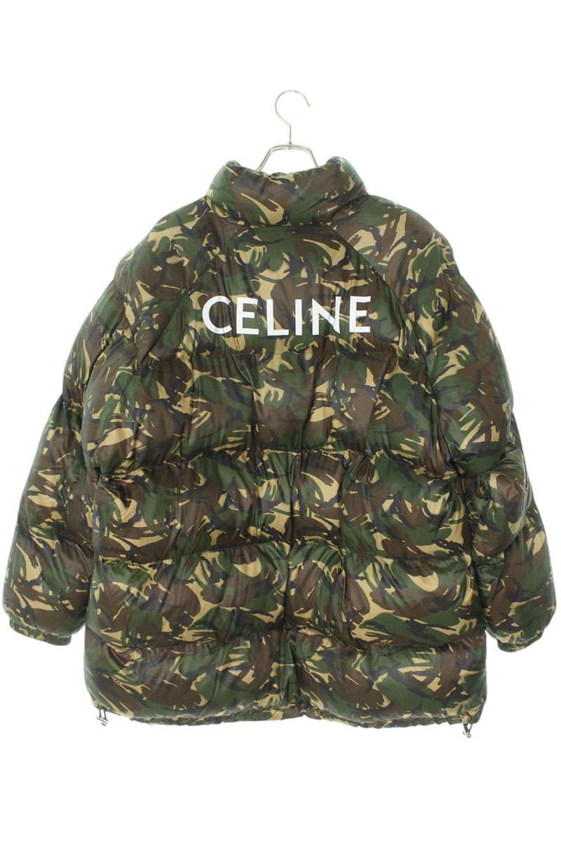 CELINE Back Logo Camo Pattern Down Jacket Khaki Size L