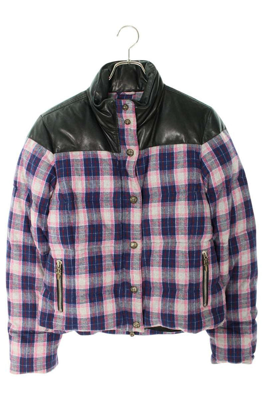 Chrome Hearts STIFF Leather Check Wool Down Jacket Size M