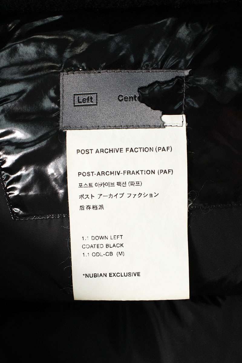 POST ARCHIVE FACTION Down Jacket Black Size M