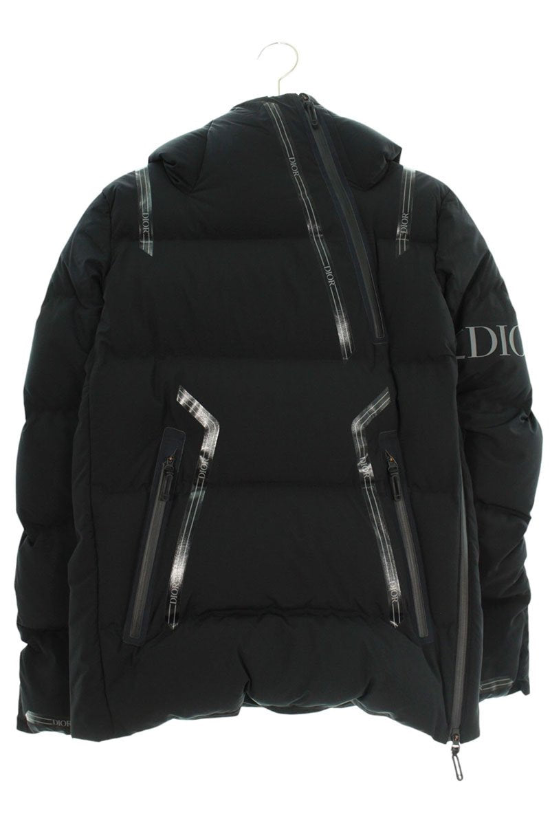 DIOR Logo Tape Half-Zip Pullover Down Jacket Black Size XS