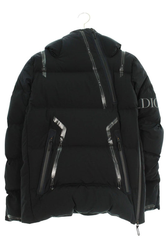 DIOR Logo Tape Half-Zip Pullover Down Jacket Black Size XS