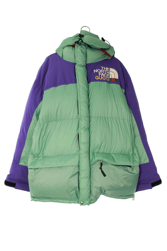 GUCCI x TNF Color Block Nylon Down Jacket Green Size XL