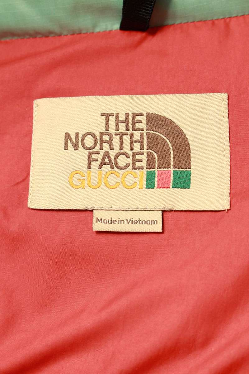 GUCCI x TNF Color Block Nylon Down Jacket Green Size XL