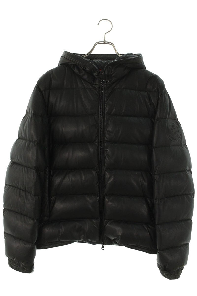 MONCLER Gebroulaz Leather Down Jacket Black Size 4