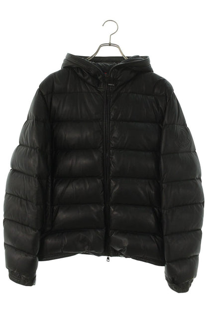 MONCLER Gebroulaz Leather Down Jacket Black Size 4