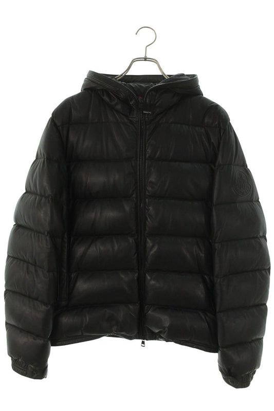 MONCLER Gebroulaz Leather Down Jacket Black Size 4