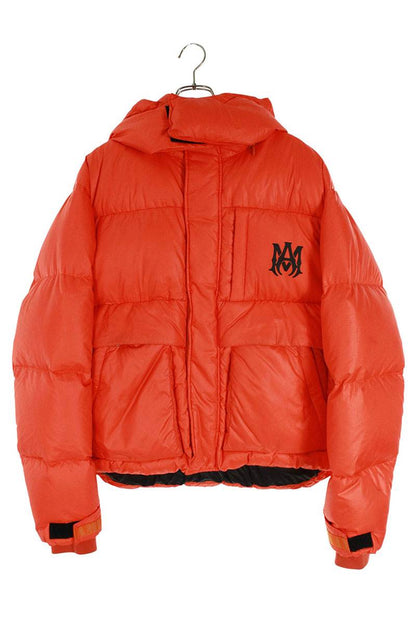 Amiri MA Logo Print Hooded Down Jacket Orange Size L