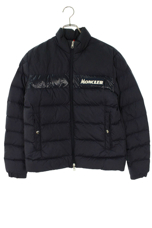 MONCLER Logo Patch Nylon Down Jacket Navy Size 0