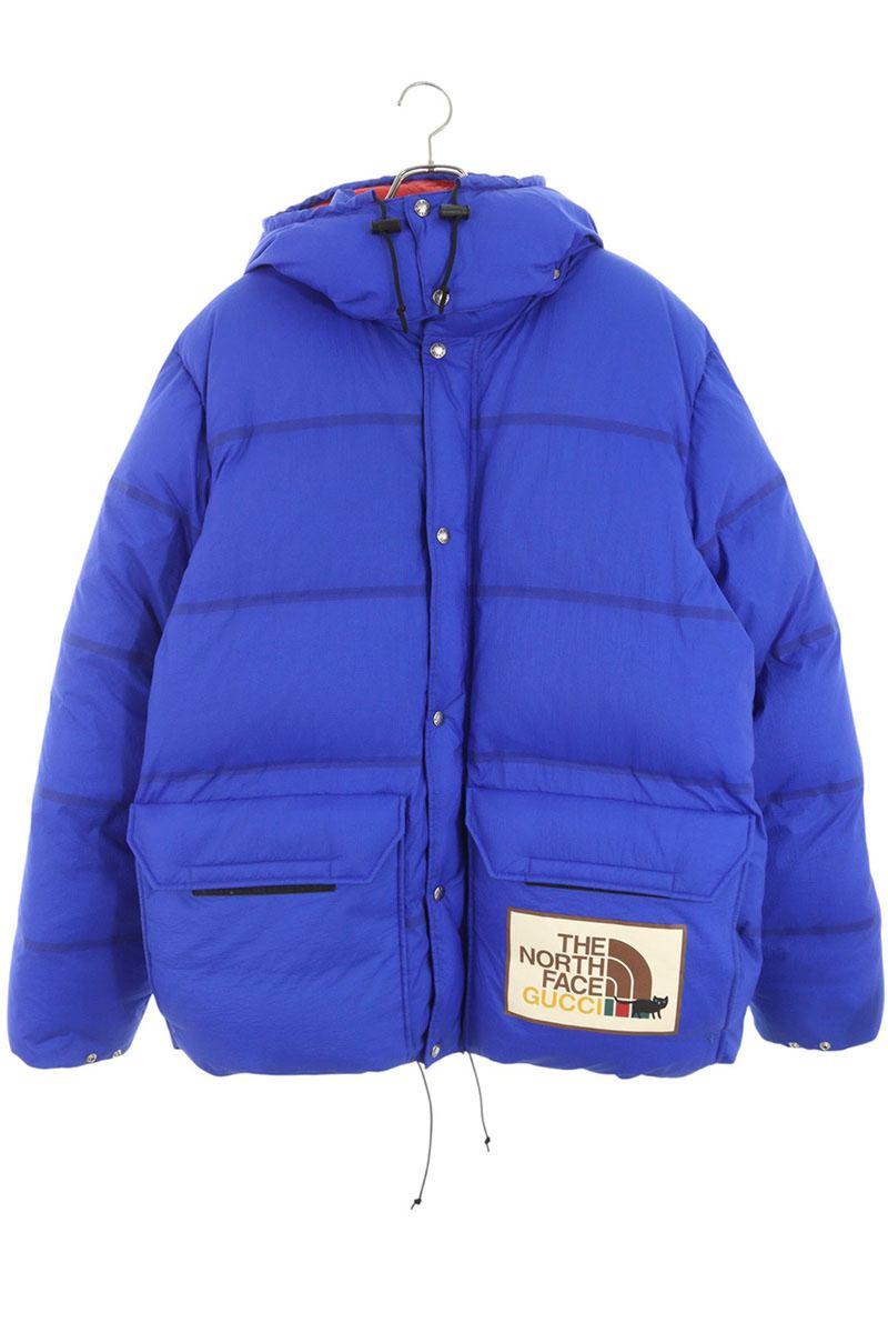 GUCCI x TNF Double Logo Print Down Jacket Blue Size XL