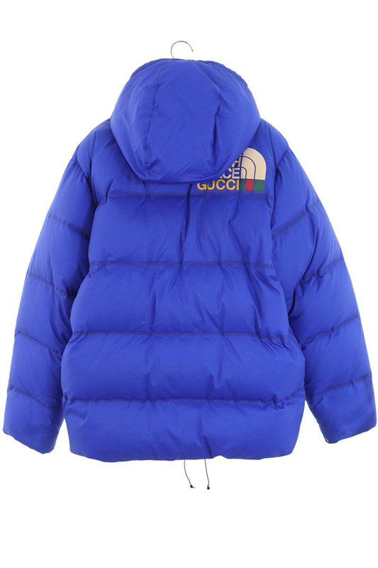 GUCCI x TNF Double Logo Print Down Jacket Blue Size XL