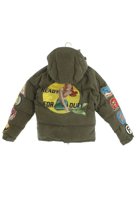 READYMADE Embroidered Down Jacket Green Size S