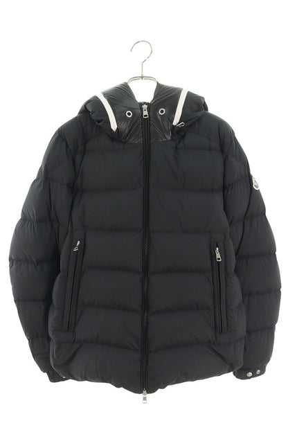 MONCLER Logo Print Hooded Nylon Down Jacket Black Size M