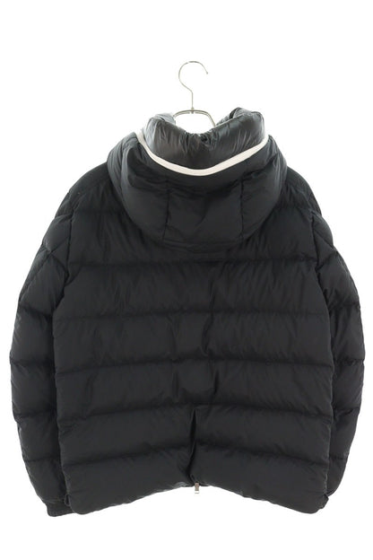 MONCLER Logo Print Hooded Nylon Down Jacket Black Size M