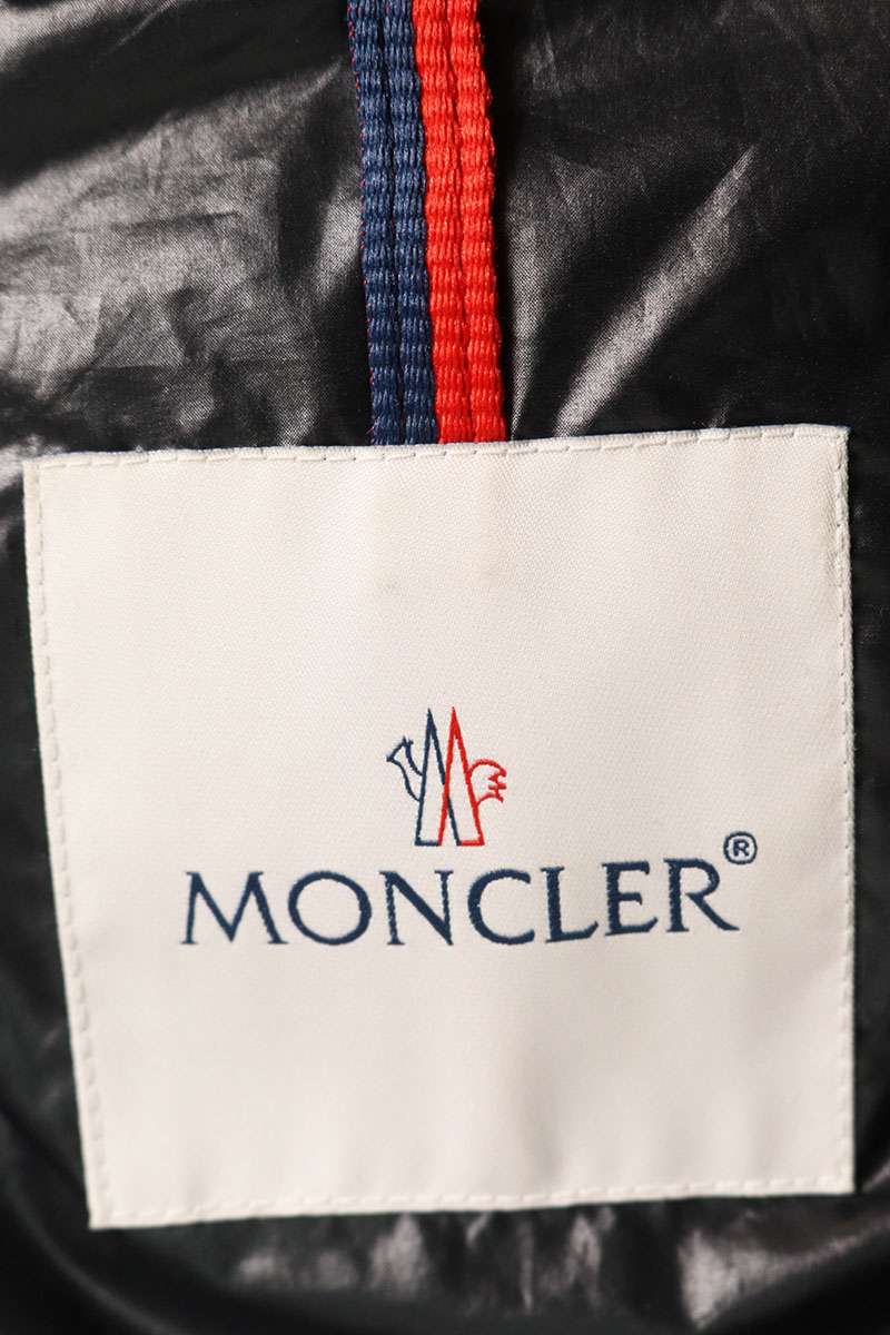 MONCLER Logo Print Hooded Nylon Down Jacket Black Size M