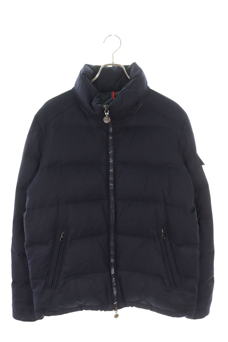 Moncler Logo Patchwork Wool Zip Up Down Jacket Blue Size 4