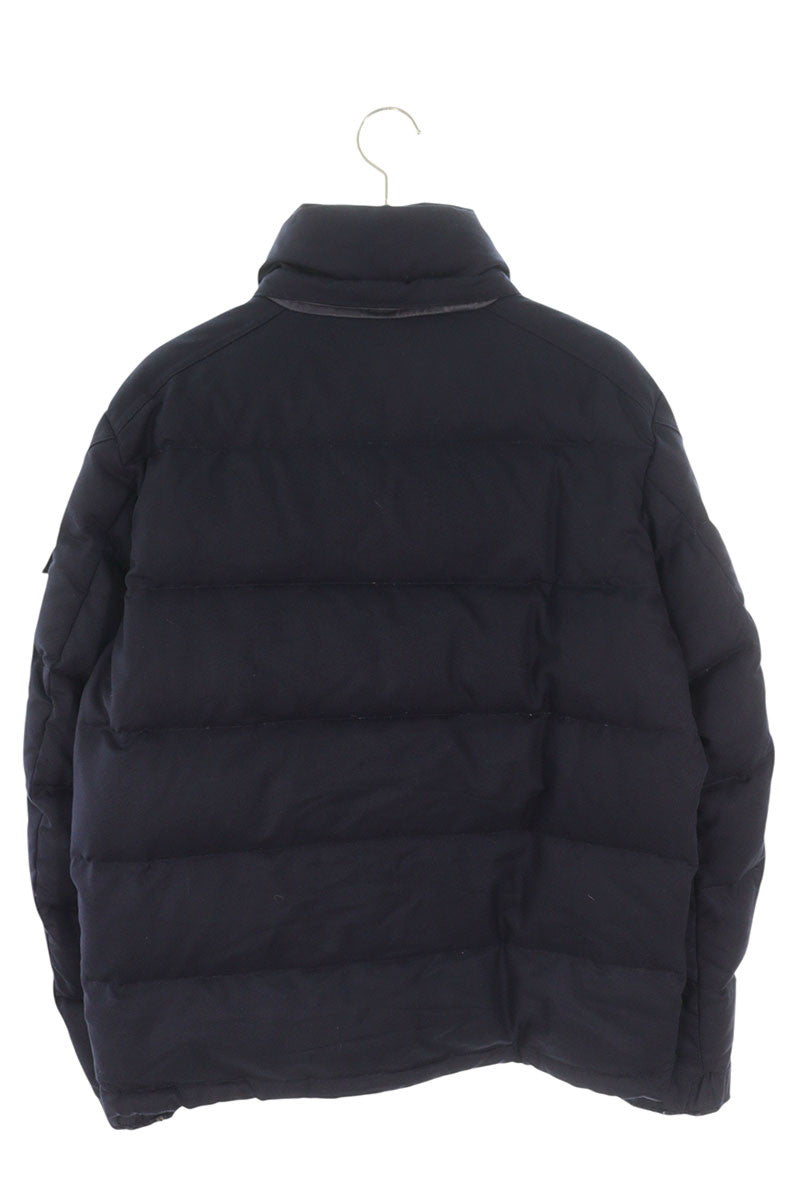 Moncler Logo Patchwork Wool Zip Up Down Jacket Blue Size 4
