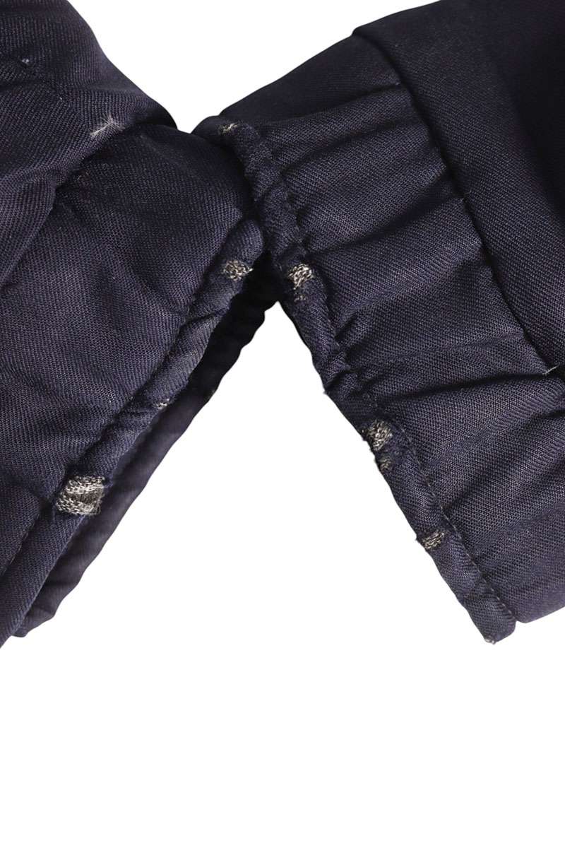 Moncler Logo Patchwork Wool Zip Up Down Jacket Blue Size 4