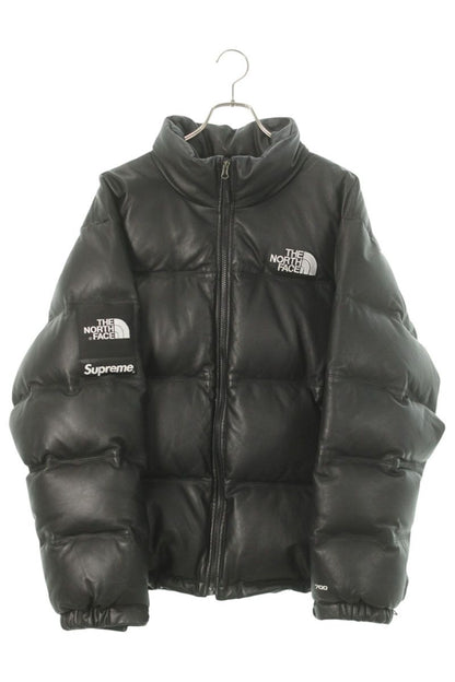 SUPREME x TNF 17AW Leather Nuptse Jacket Black Size XL