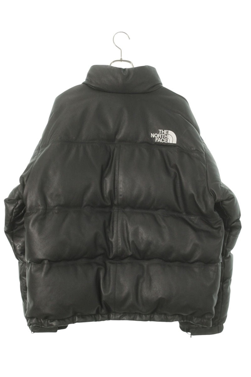 SUPREME x TNF 17AW Leather Nuptse Jacket Black Size XL