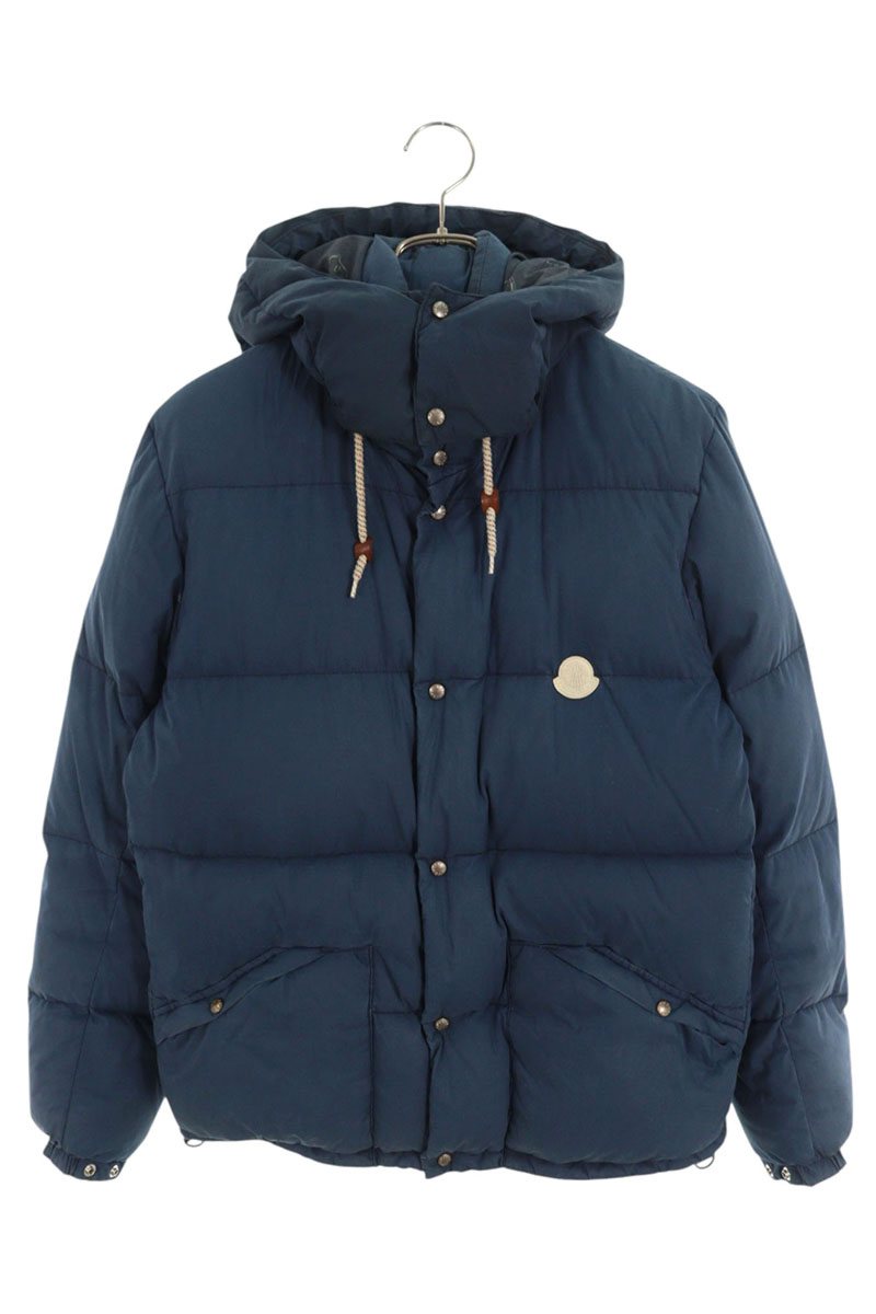 MONCLER V Distressed Hooded Down Jacket Blue Size 1