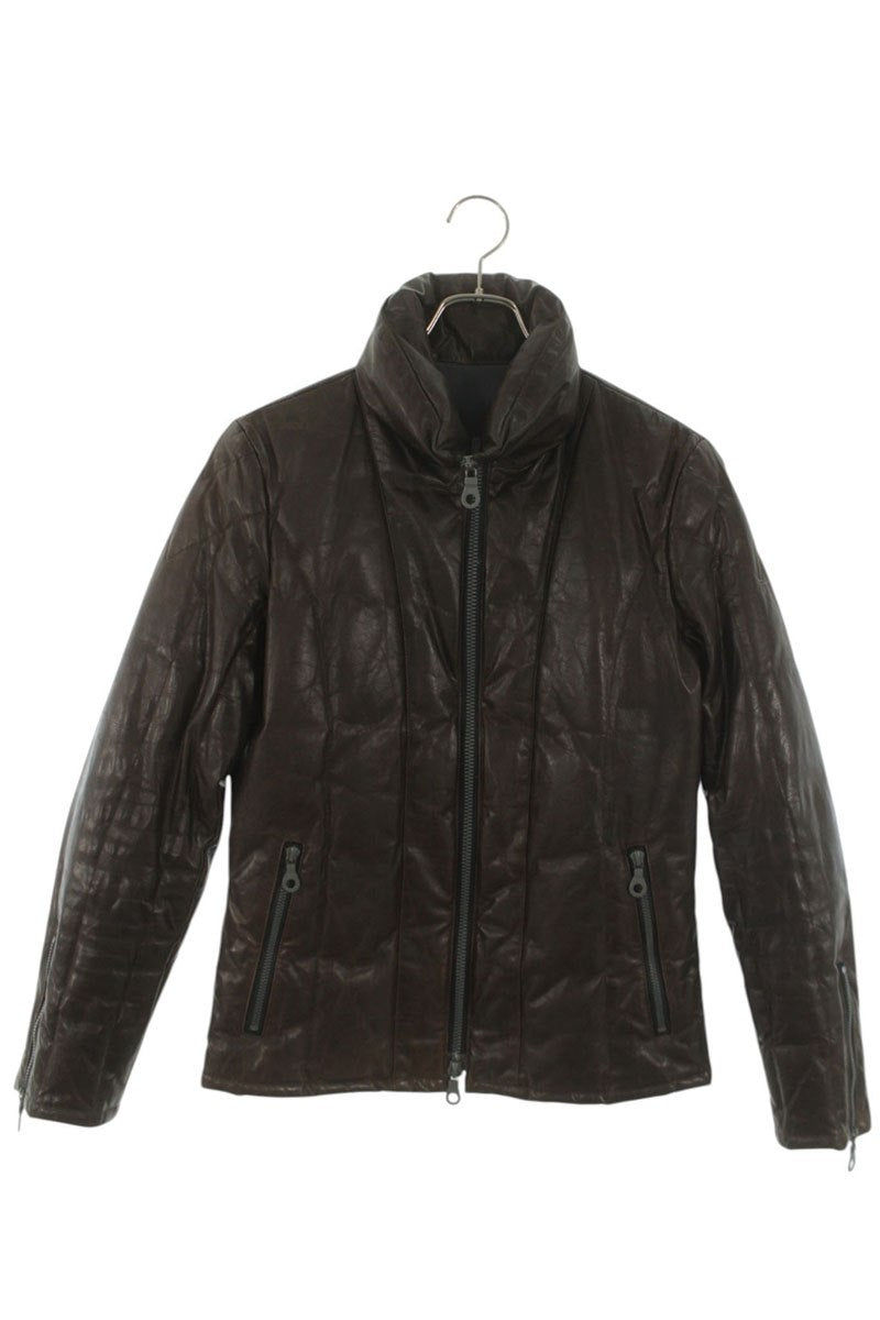 Isamu Katayama Backlash Leather Down Jacket Brown Size S