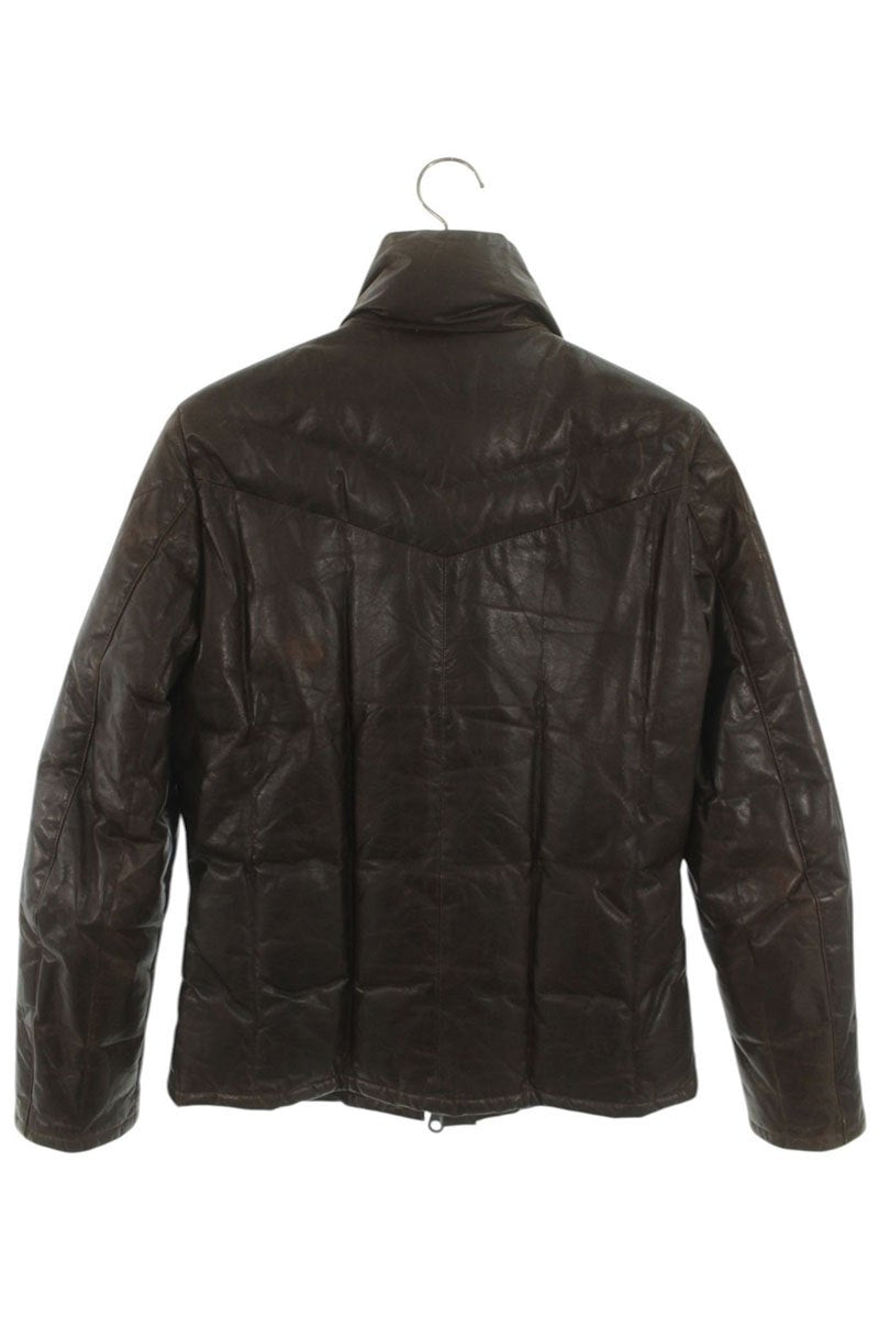 Isamu Katayama Backlash Leather Down Jacket Brown Size S