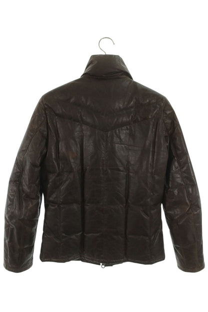 Isamu Katayama Backlash Leather Down Jacket Brown Size S