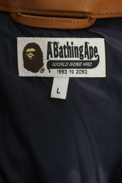 A BATHING APE 25th Anniv. Ltd Ed. Leather Down Brown Size L