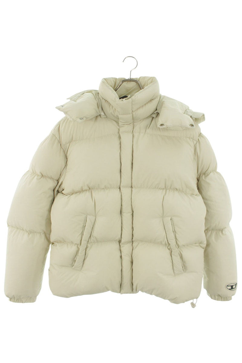 Diesel Hooded Down Jacket Beige Size L