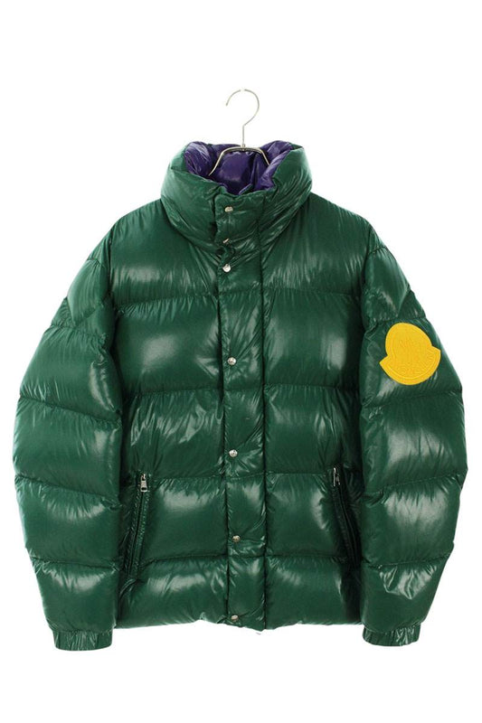 Moncler Logo Patchwork Down Jacket Green Size 4
