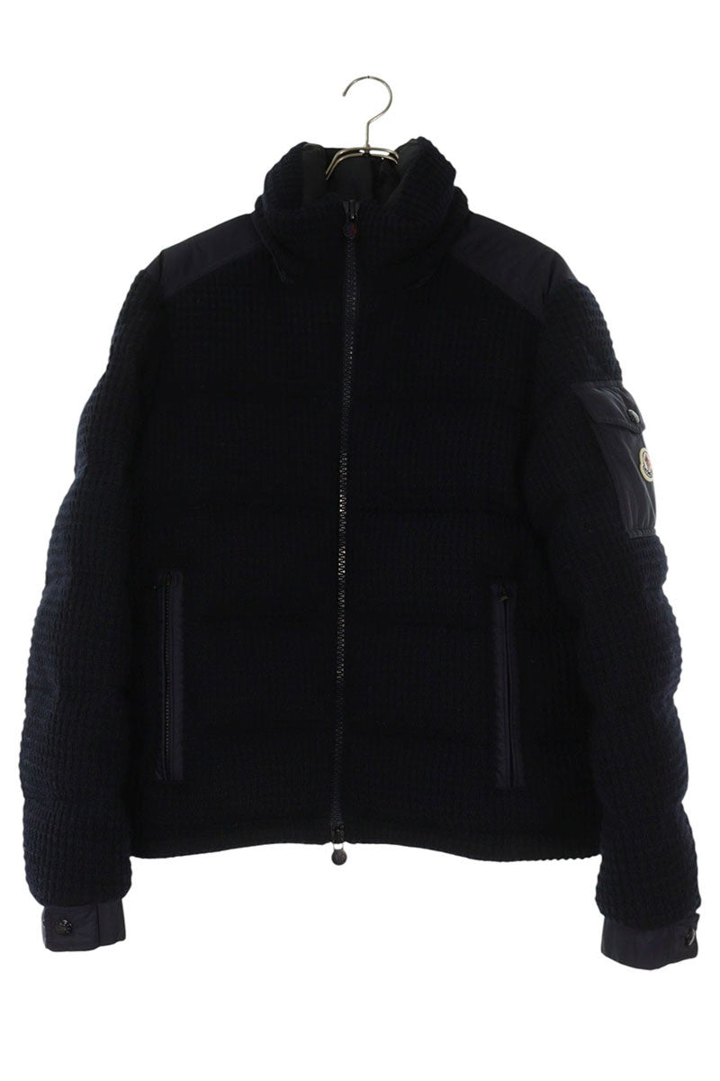 MONCLER Lagdei Knit Panel Down Jacket Navy Size M