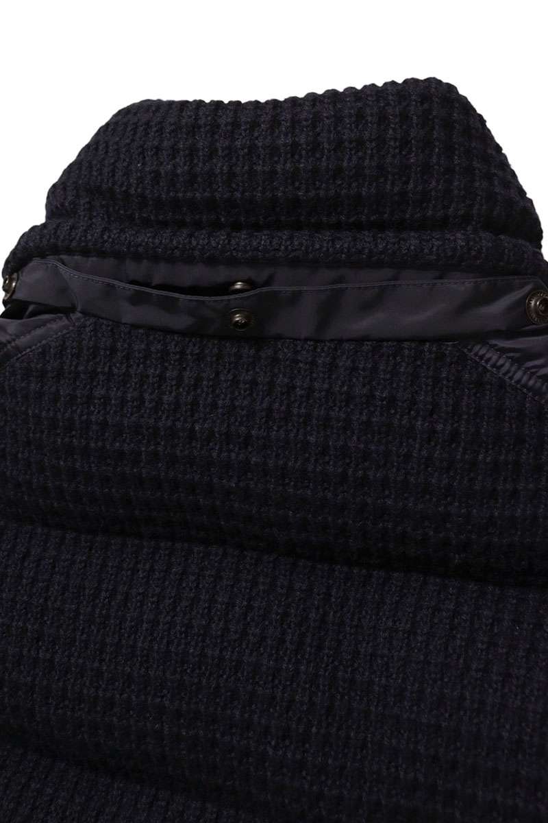 MONCLER Lagdei Knit Panel Down Jacket Navy Size M