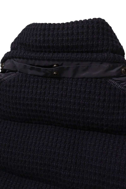 MONCLER Lagdei Knit Panel Down Jacket Navy Size M