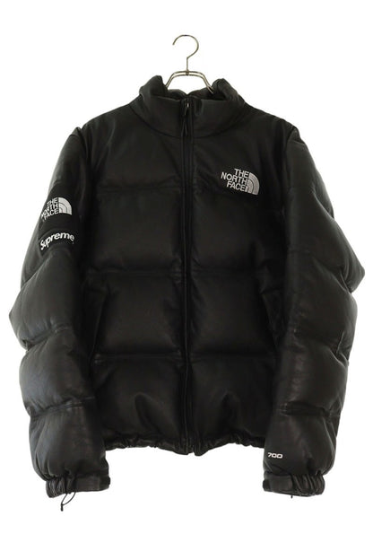 SUPREME 17AW TNF Leather Nuptse Down Jacket Size M