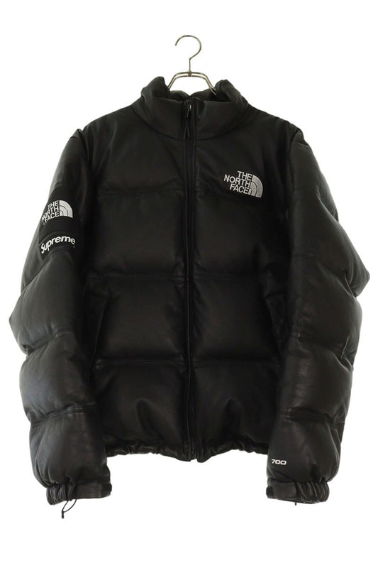 SUPREME 17AW TNF Leather Nuptse Down Jacket Size M
