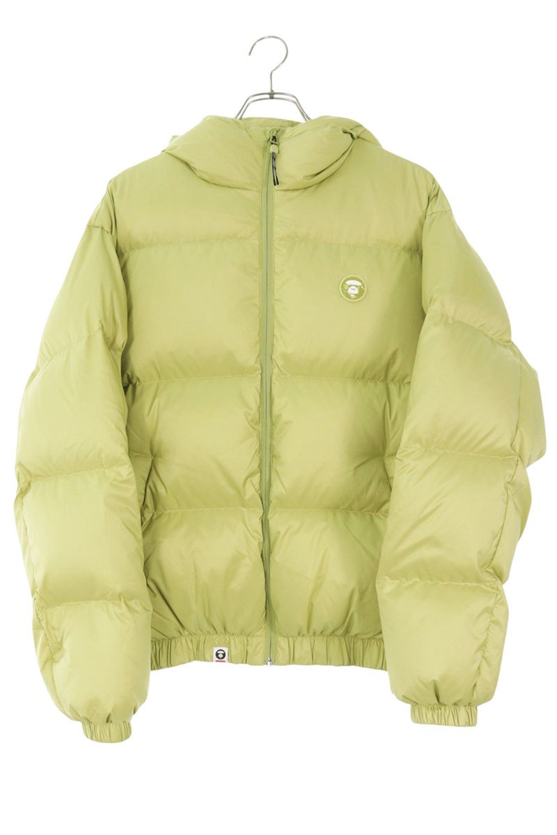 A BATHING APE Moon Face Nylon Zip Down Jacket Green Size M