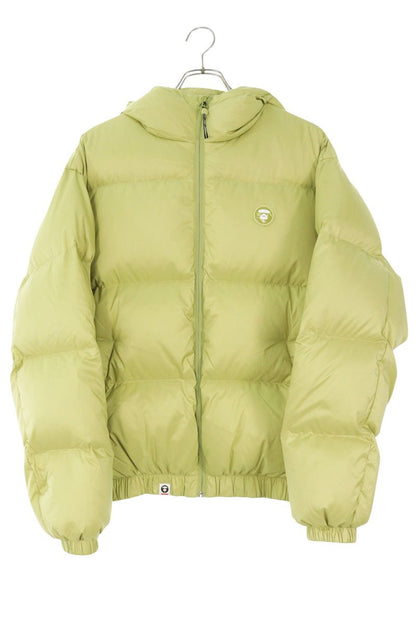 A BATHING APE Moon Face Nylon Zip Down Jacket Green Size M