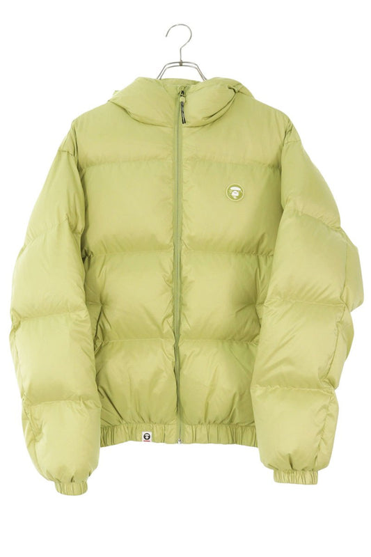 A BATHING APE Moon Face Nylon Zip Down Jacket Green Size M