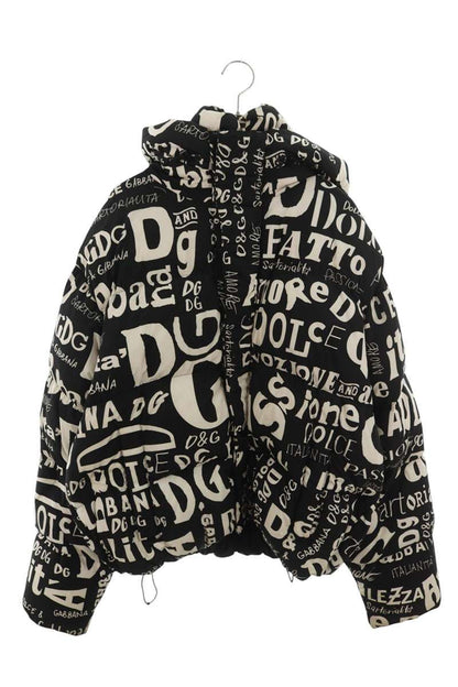 DOLCE & GABBANA All-Over Font Print Down Jacket Size XL