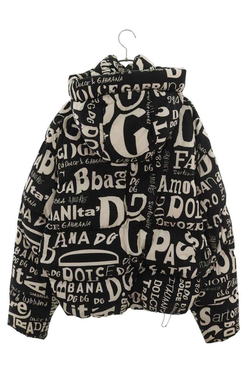 DOLCE & GABBANA All-Over Font Print Down Jacket Size XL