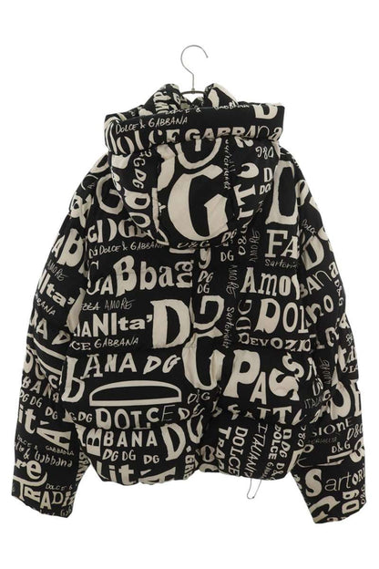 DOLCE & GABBANA All-Over Font Print Down Jacket Size XL